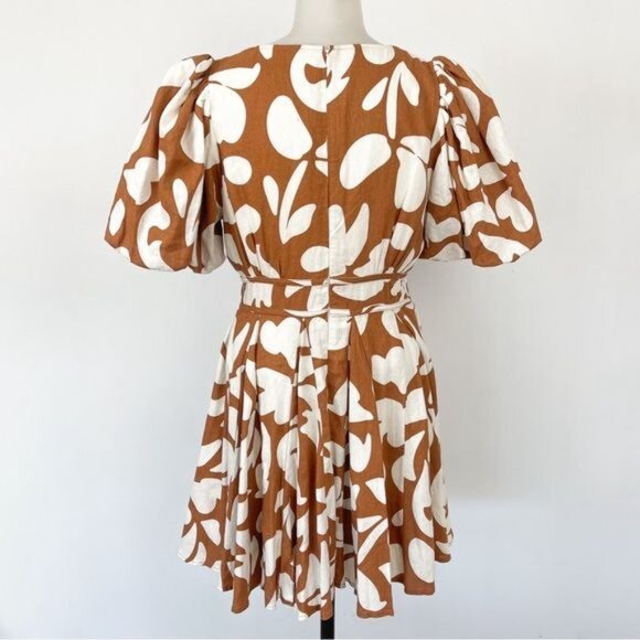 House of Harlow white & tan Puff Sleeve mini Dress 4 - Picture 8 of 14